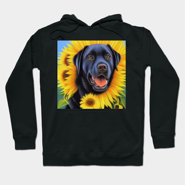 Black Lab and Sunflowers Hoodie by TrapperWeasel